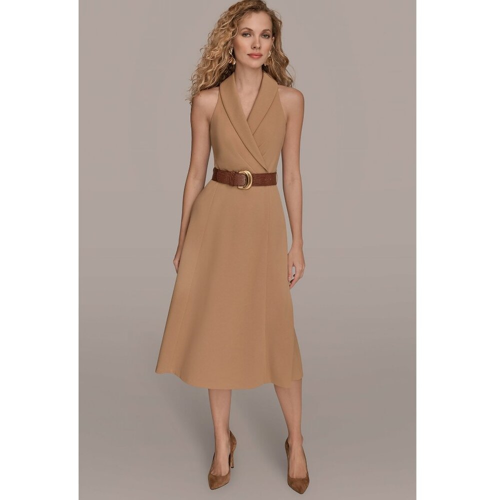 Donna Karen New York Sleeveless Wrap-Effect Midi Blazer Dress-Size 12